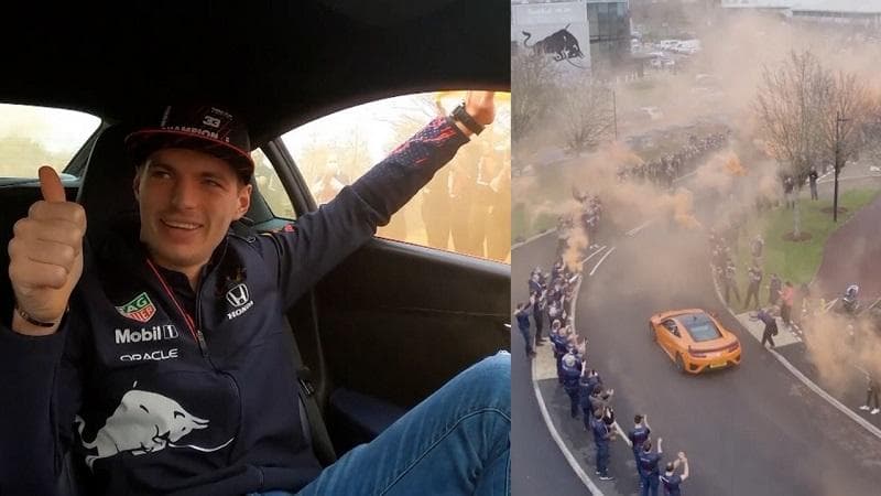 Watch! New F1 champion Max Verstappen gets a rousing welcome at Red Bull Campus