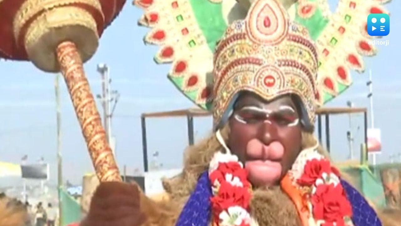 Maha Kumbh 2025: Man dressed as Lord Hanuman captivates the crowd in Prayagraj