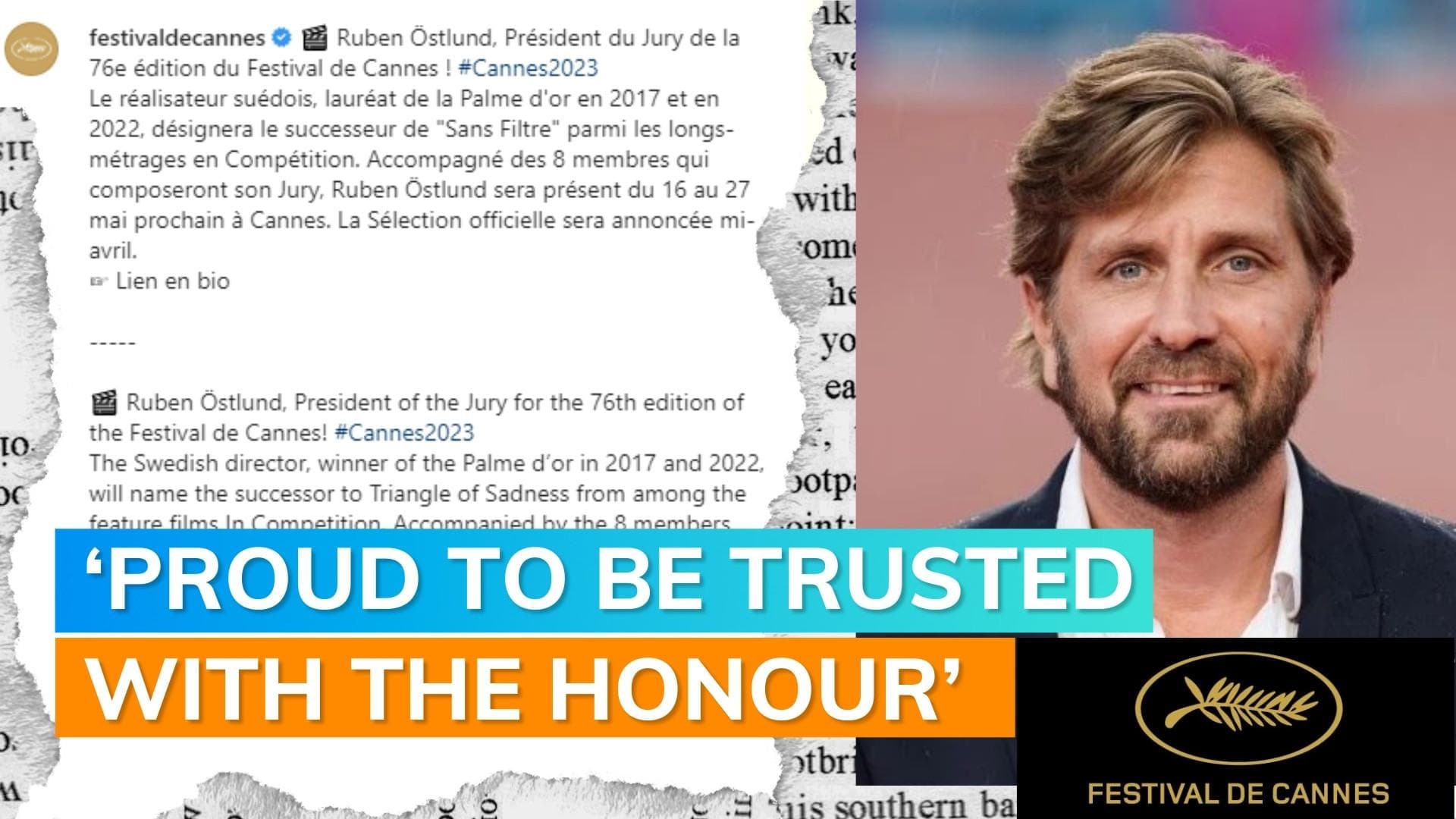 ‘Triangle of Sadness’ director Ruben Ostlund to head jury of 76th Cannes Film Festival