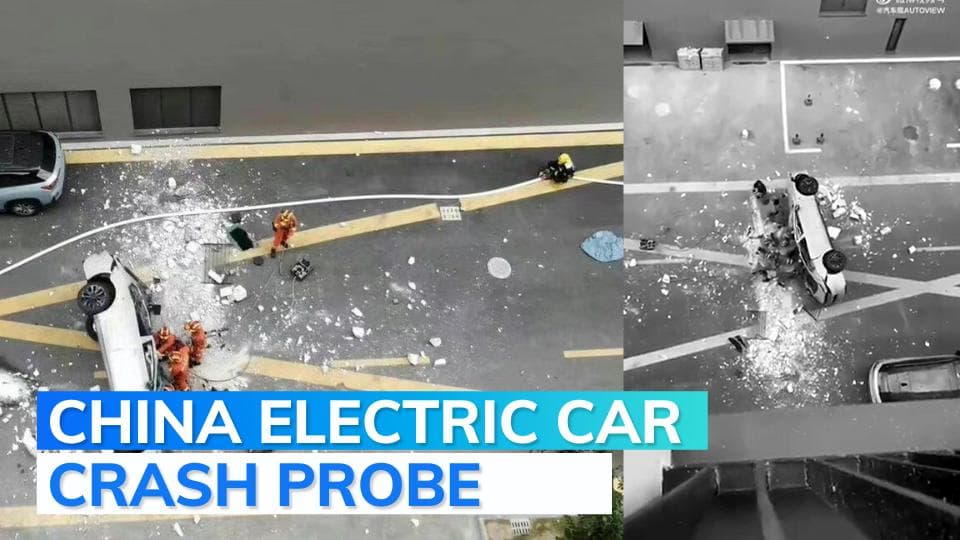Chinese electric car falls from 3rd floor of Shanghai office, 2 dead