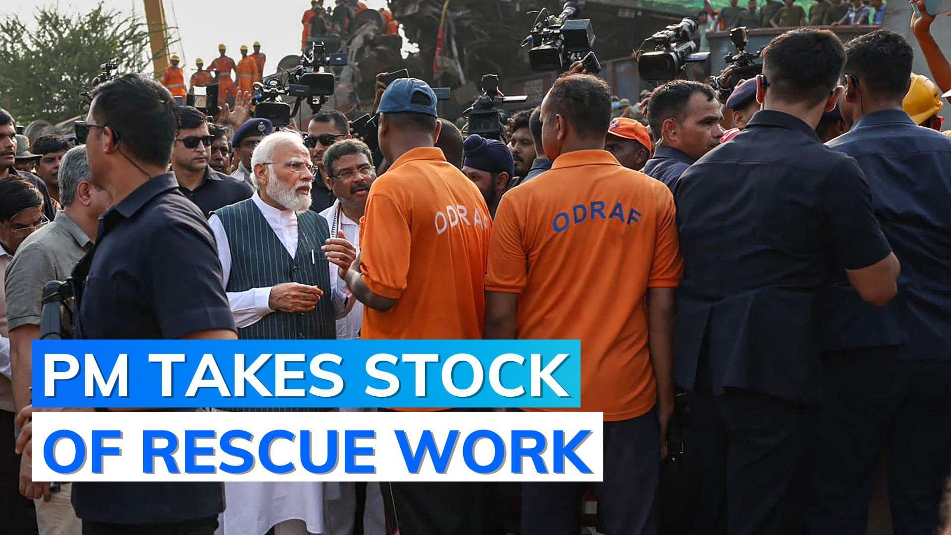 Odisha train accident: PM Modi inspects collision site with Railway Minister Ashwini Vaishnaw