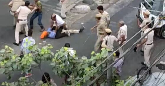 Watch: Delhi driver swings sword, cops bash him