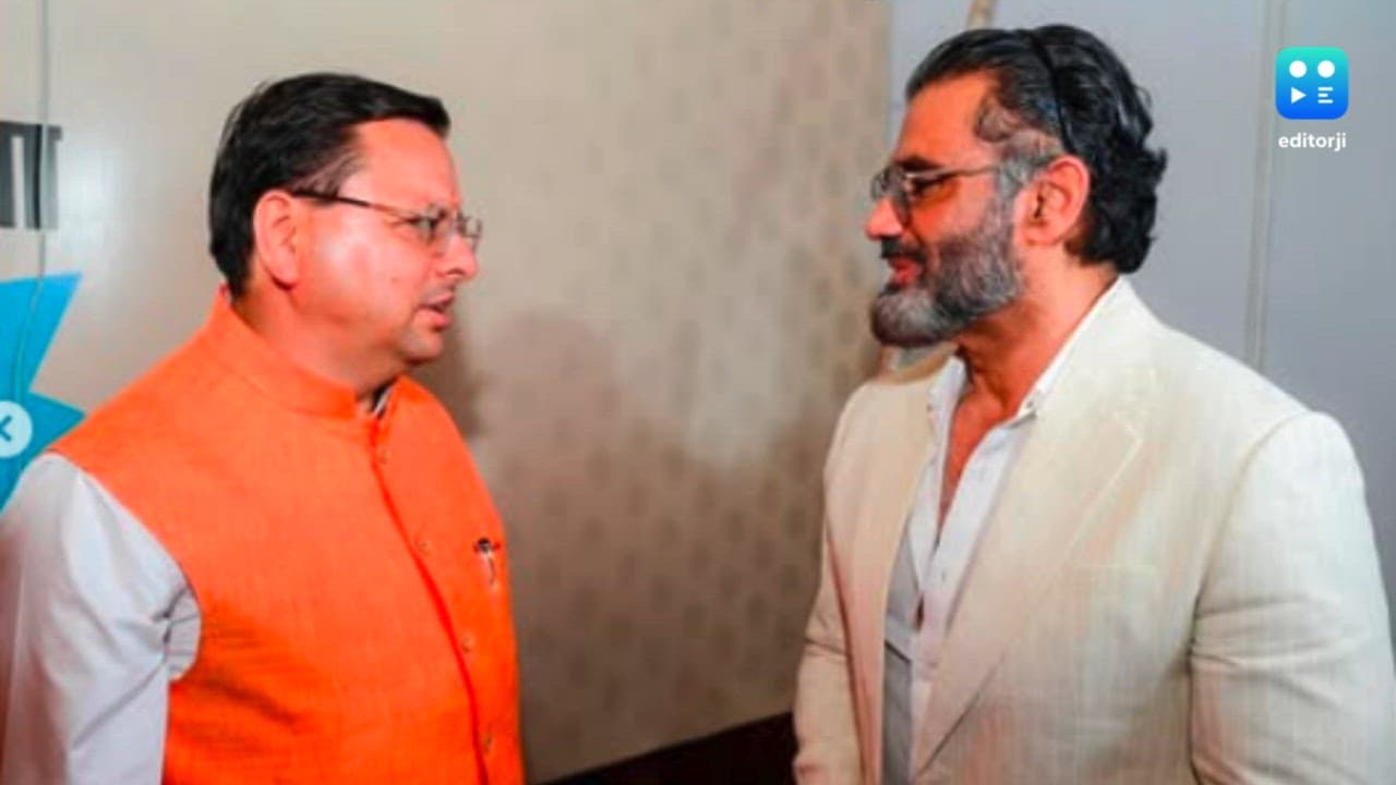 Uttarakhand CM Dhami meets actor Suniel Shetty in Dehradun, discusses state's film policy