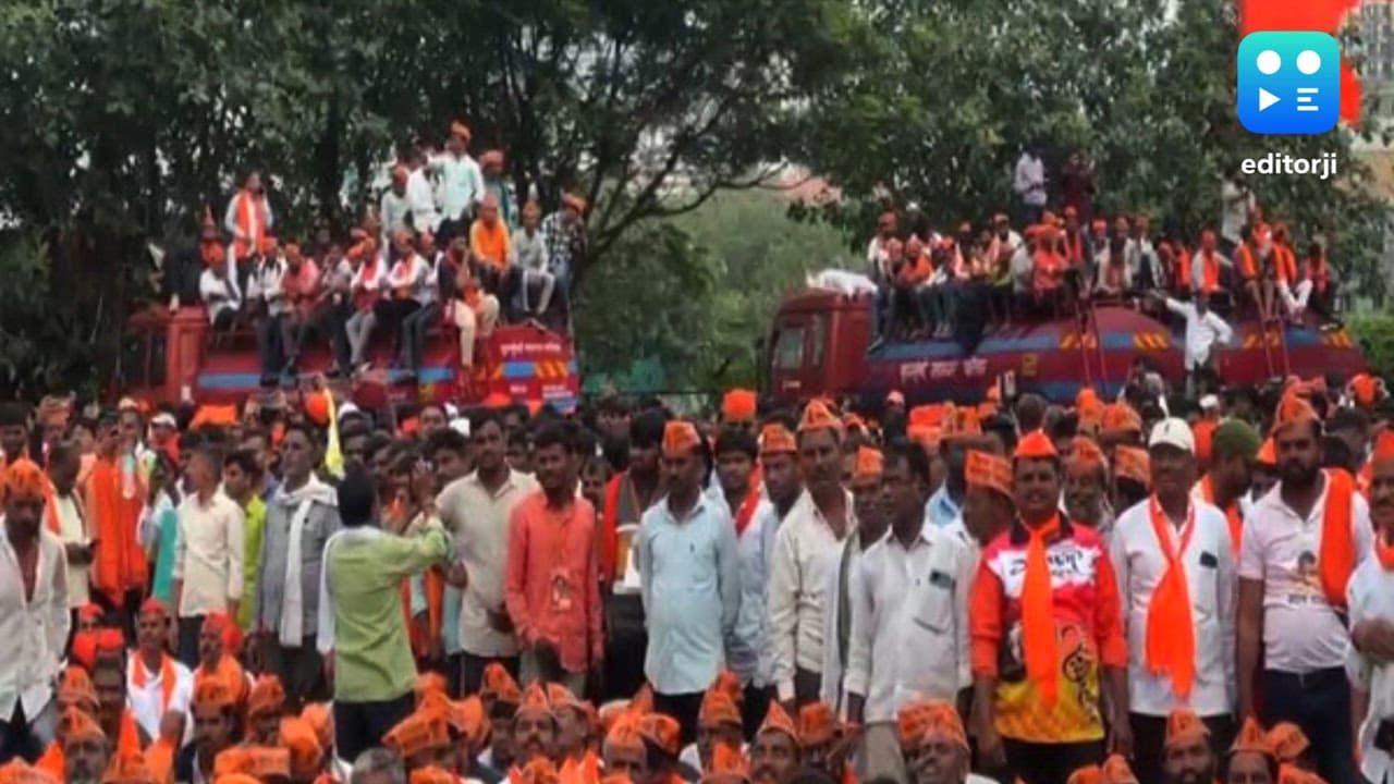 Maratha Quota Leader Manoj Jarange Leads Protest at Azad Maidan