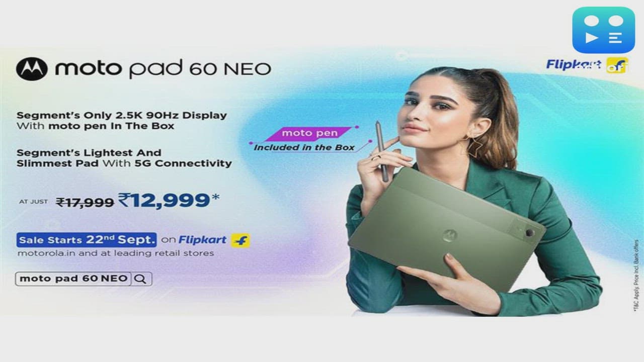 Motorola launches "moto pad 60 NEO" Segment's slimmest & lightest 5G pad with Segment's Only 11" 2.5K 90Hz Display, moto pen at just INR 12,999*