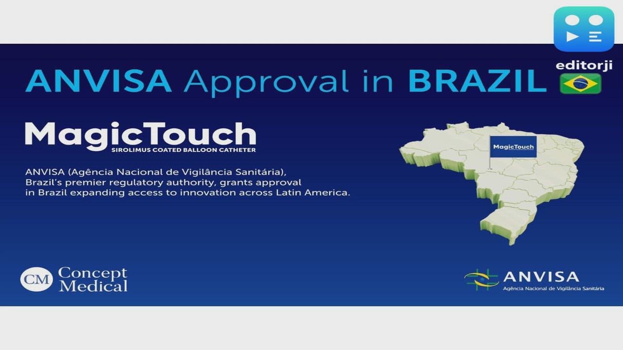ANVISA Grants Commercial Approval to Concept Medical's MagicTouch Sirolimus-Coated Balloon for CAD in Brazil