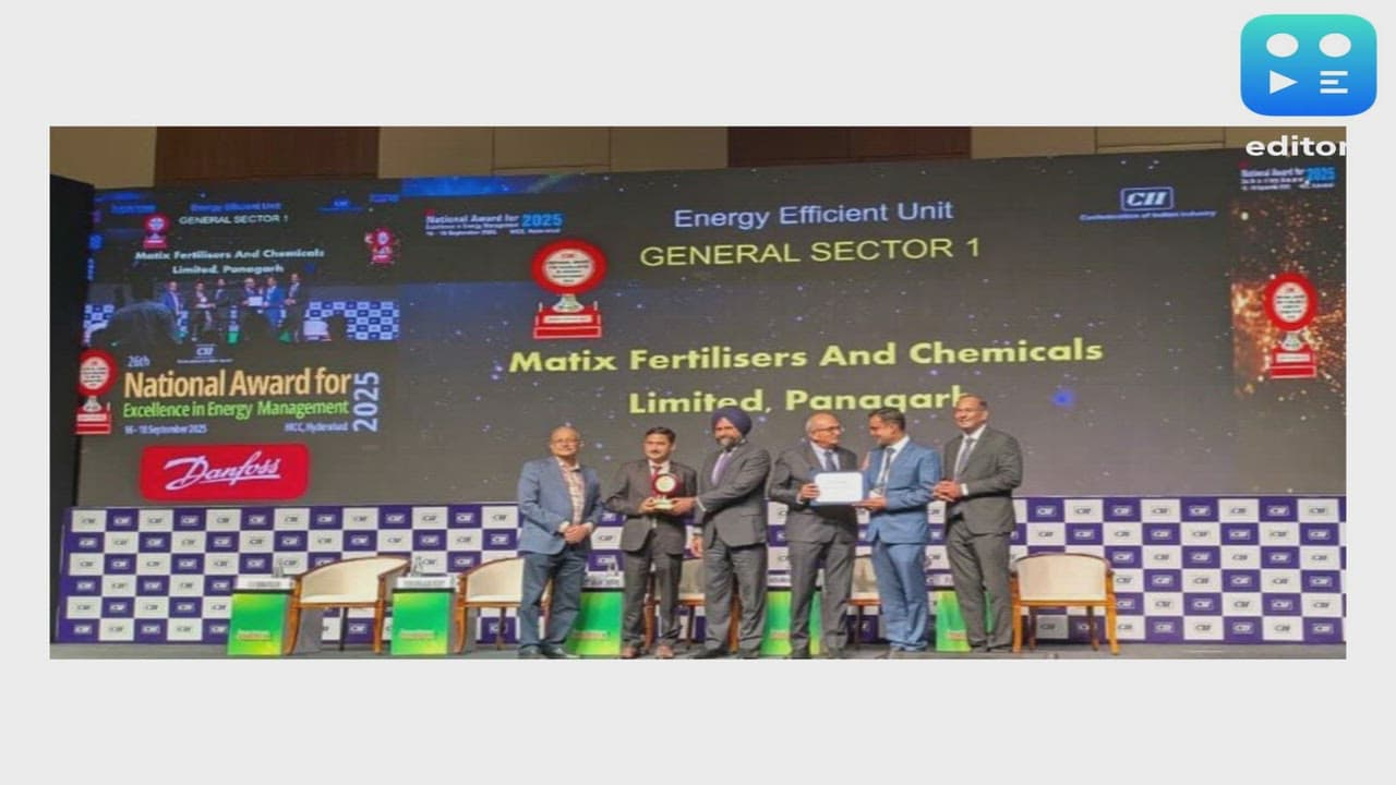 Matix Fertilisers' Panagarh Plant Wins CII Energy Efficiency Unit Award 2025