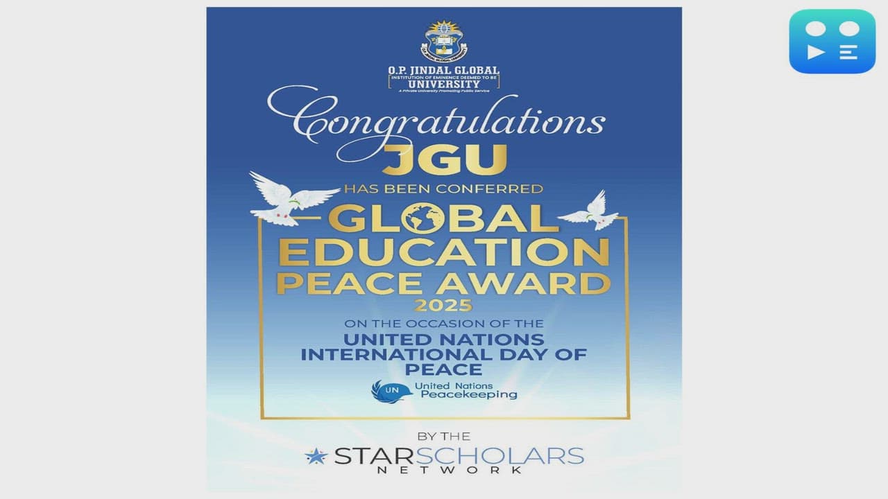Global Education for Peace Award Honours O.P. Jindal Global University for Championing World Peace through Higher Education