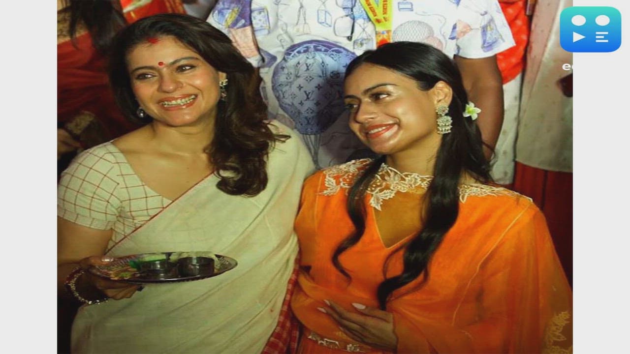 Kajol takes part in 'Sindoor Khela' ceremony with daugher Nysa, celebrities join the festivities 