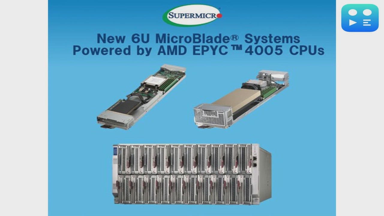 Supermicro Expands Its Portfolio of Cloud Service Provider Solutions with New 6U 20-Node MicroBlade® Powered by AMD's EPYC™ 4005 Series Processors
