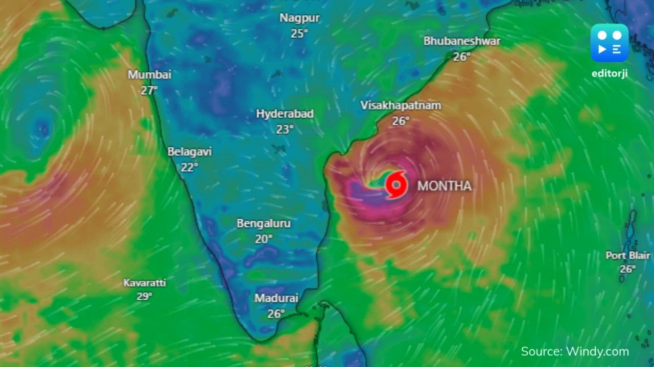 Cyclone Montha intensifies into severe storm over Bay of Bengal, to cross Andhra coast tonight