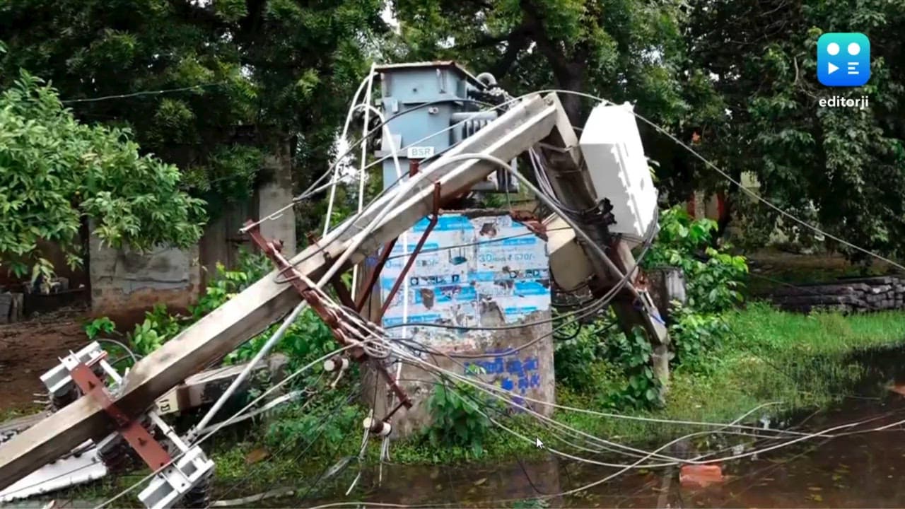 Heavy rain lashes Vijayawada; trees uprooted, roads inundated after Montha makes landfall