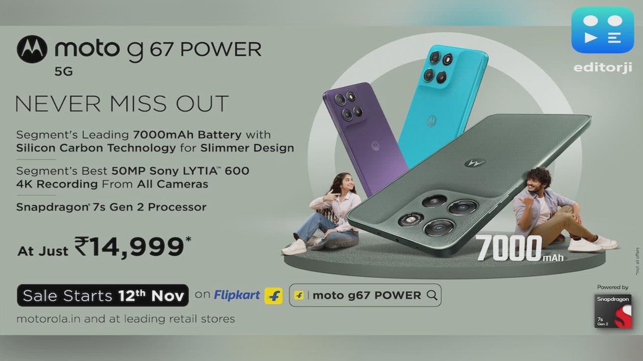 Motorola Launches moto g67 POWER: 50MP Sony LYTIA™ Camera, 7000mAh Battery, 4K Video, Snapdragon® 7s Gen 2, Only Rs. 14,999*