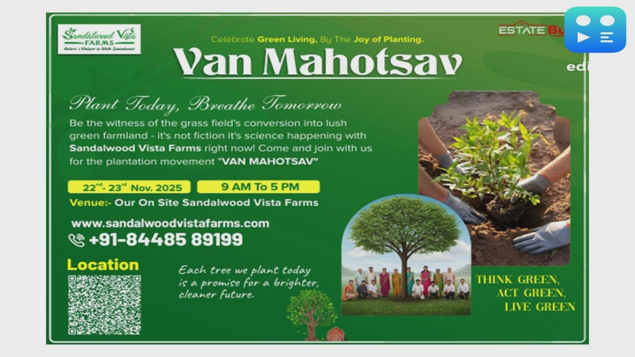 Sandalwood Vista Farms Announces 'Van Mahotsav' - A  Two-Day Plantation Drive to Foster Sustainability and  Ecological Restoration 