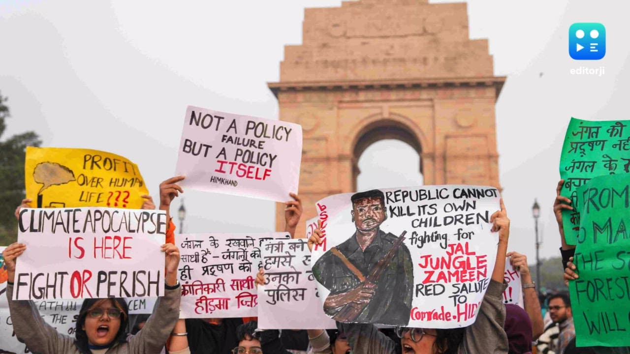 Clean air protest: Delhi Police adds Section 197 of BNS to FIR for raising Maoist slogans