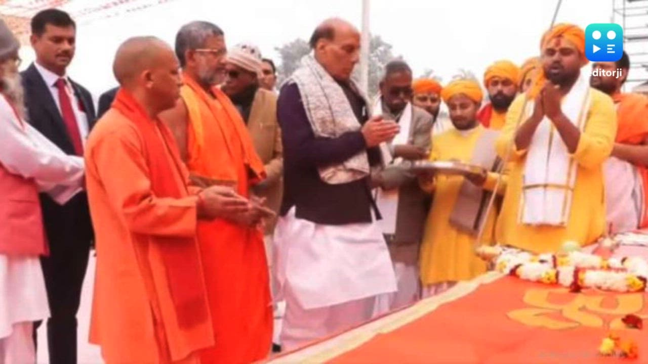 Rajnath Singh hoists flag in Ram Temple complex to mark second year of idol consecration