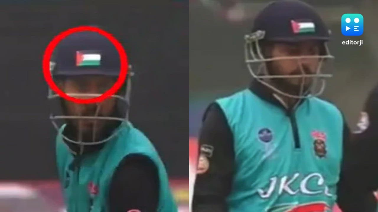 J&K Police orders probe after cricketer wore helmet with Palestinian flag in Jammu tournament