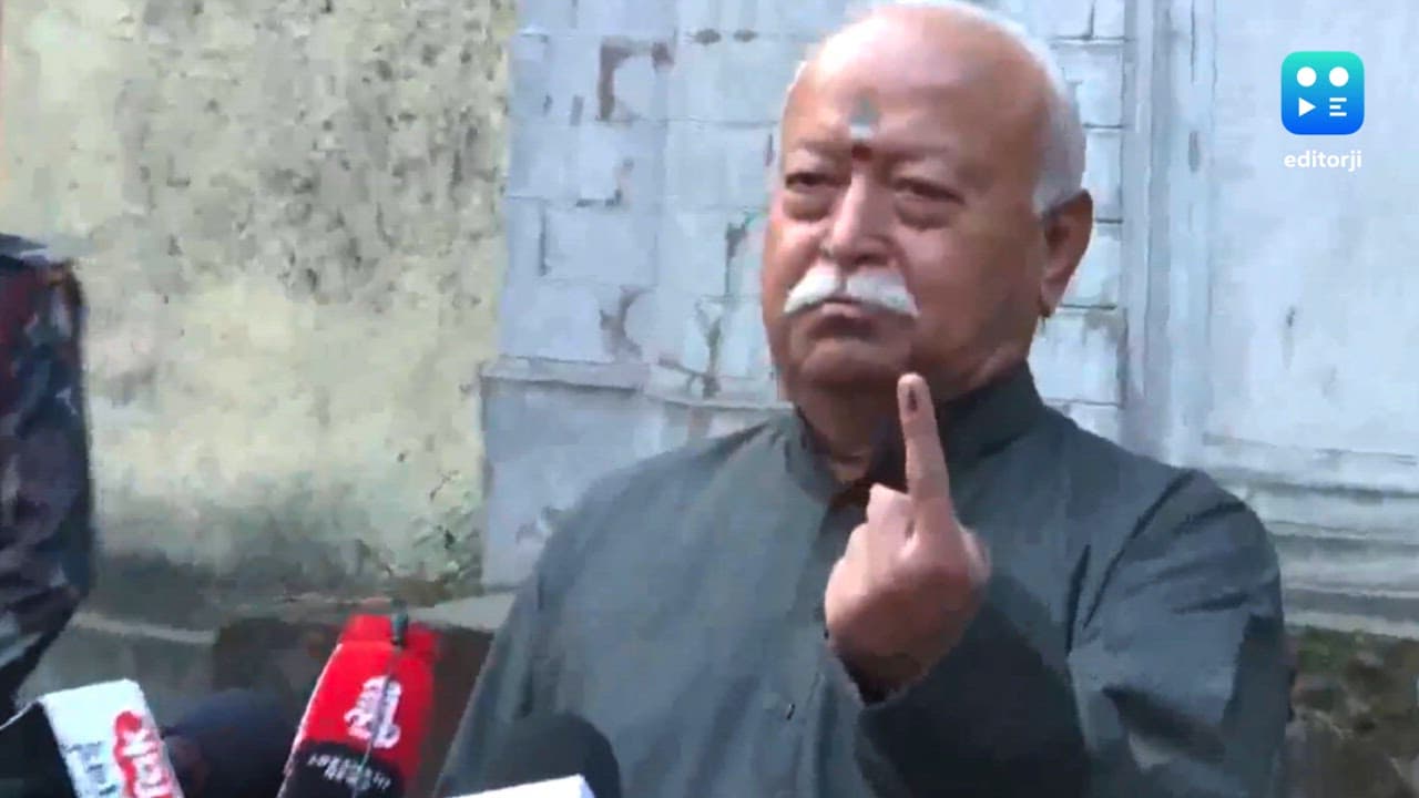 Civic polls: RSS chief Mohan Bhagwat casts vote, says NOTA choice indirectly promotes unwanted candidates