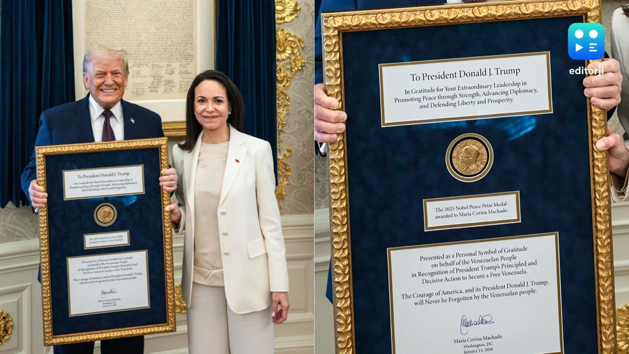 Venezuela's Machado says she 'presented' Trump with her Nobel Peace prize