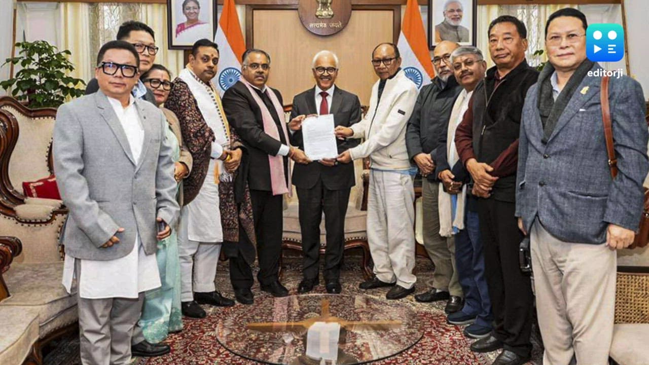 NDA legislature party leader Y Khemchand Singh stakes claim to form govt in Manipur