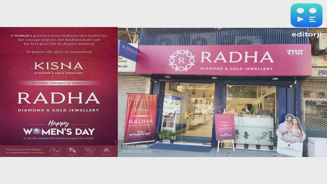 Kisna Diamond and Gold Jewellery changes its name to 'Radha Diamond and Gold Jewellery' for a day to honour womanhood on Women's Day