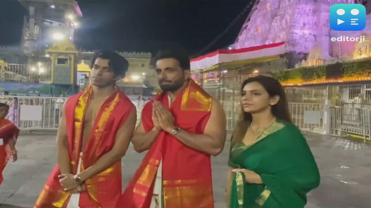 Sonu Sood visits Tirumala temple with family, offers prayers during Thomala Seva