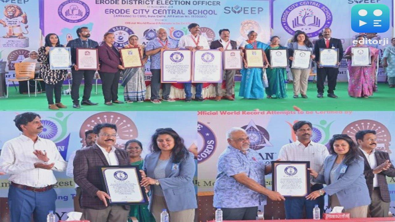 Erode City Central School Scripts History with Twin Elite World Records to Champion Voter Awareness
