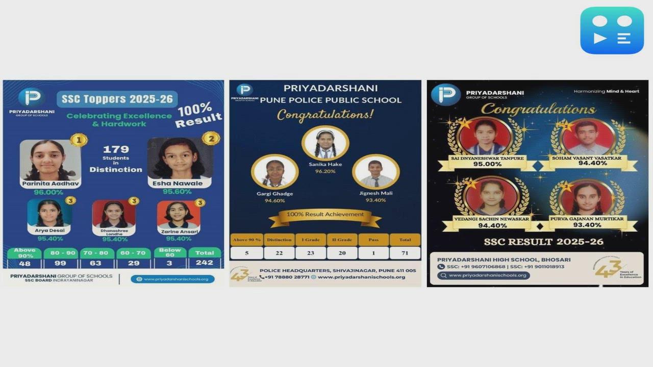 Priyadarshani Group of Schools records outstanding SSC Board Results 2025-26 across Pune campuses