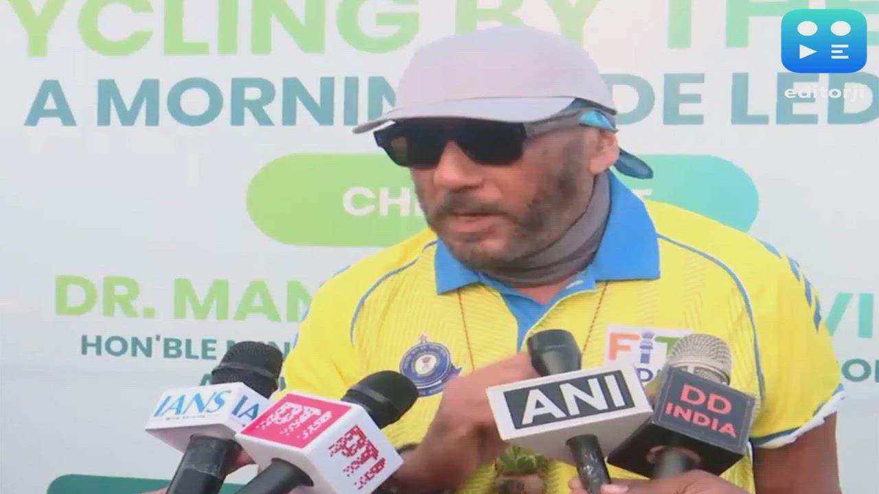"Fitness is everything," says Jackie Shroff as he participates in Fit India Cyclothon in Mumbai