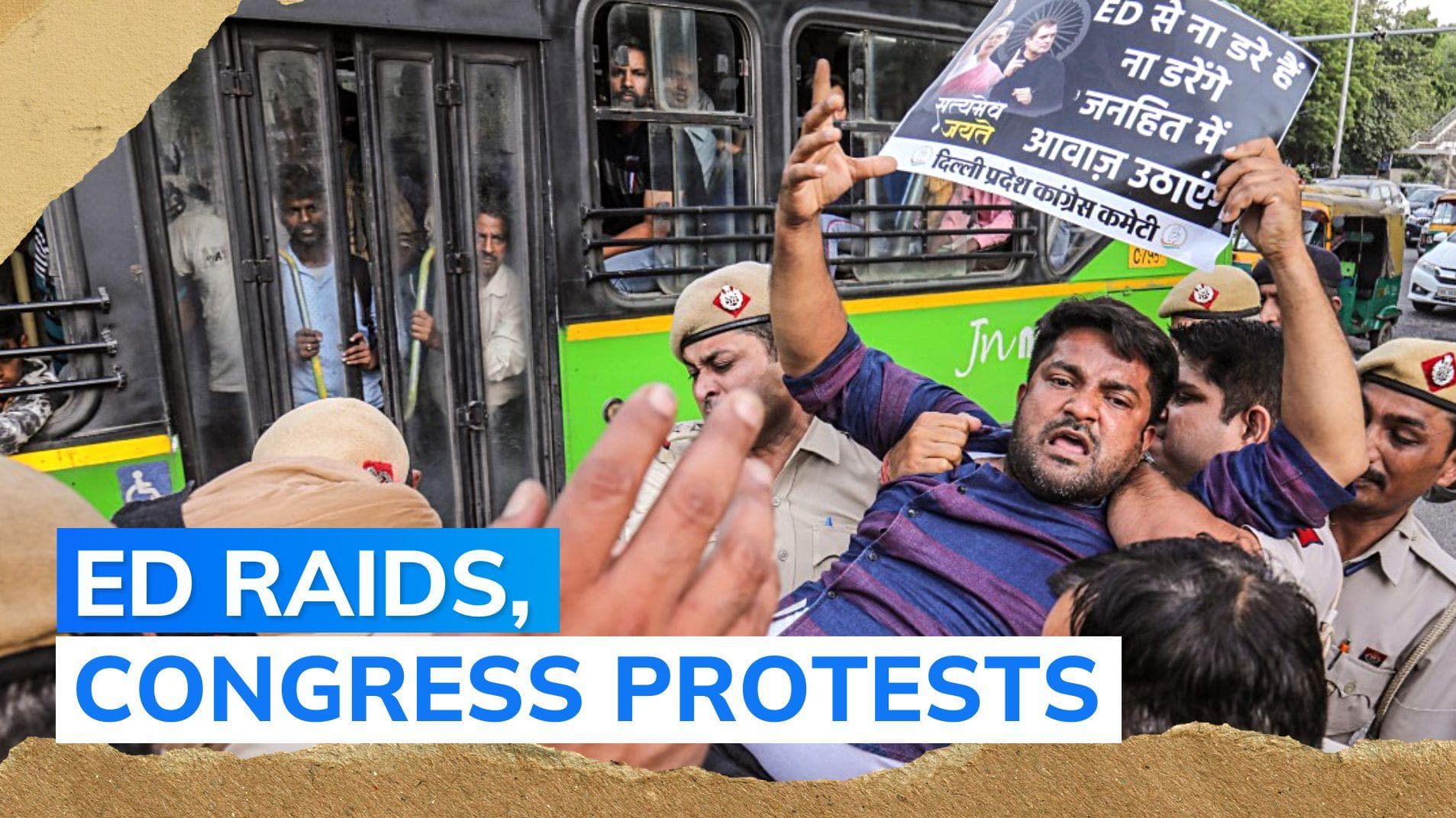 Massive Congress protest outside National Herald office after ED raid