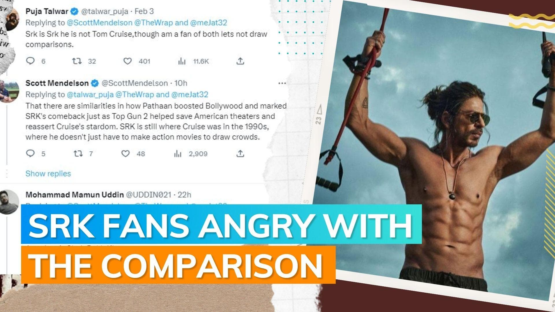 US journo calls Shah Rukh Khan 'India's Tom Cruise' in article, angers fans