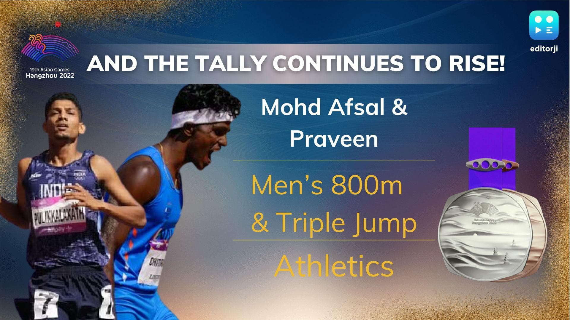 Asian Games: Mohd Afsal Pulikkalakath wins silver in 800m, Praveen Chithravel gets bronze in triple jump