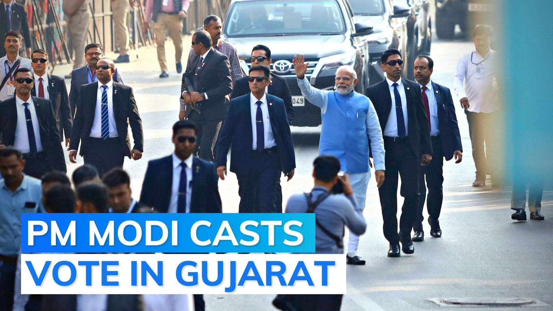 Gujarat Election: PM Modi casts vote in Ranip in Phase 2 of polling; greets crowds outside booth