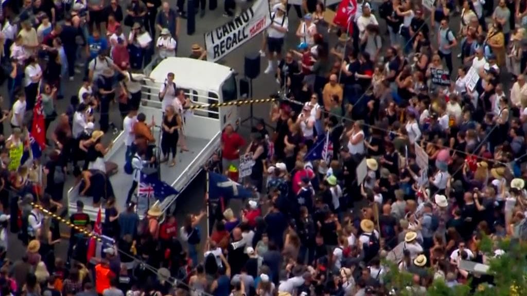 On camera: thousands join anti-Covid-19 vaccine protest in Melbourne