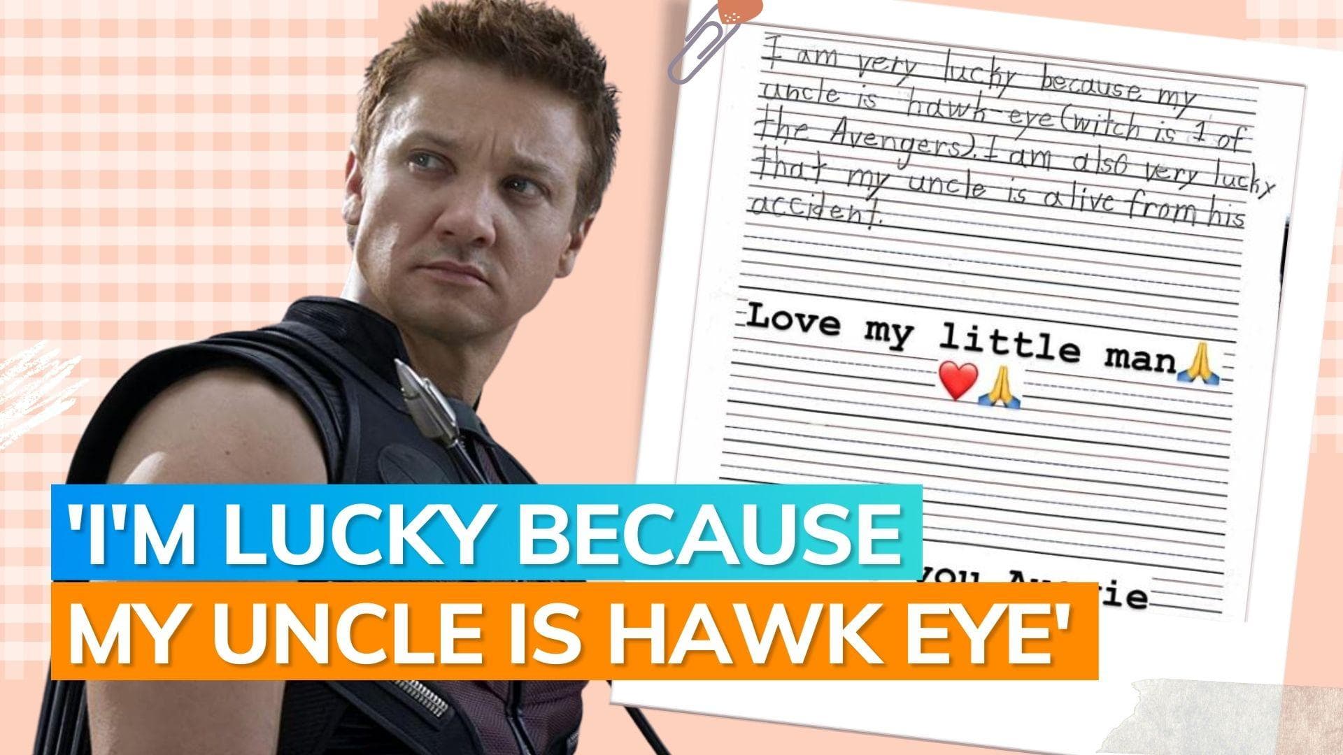 Jeremy Renner shares a heartfelt note by nephew as he recovers from snowplough accident