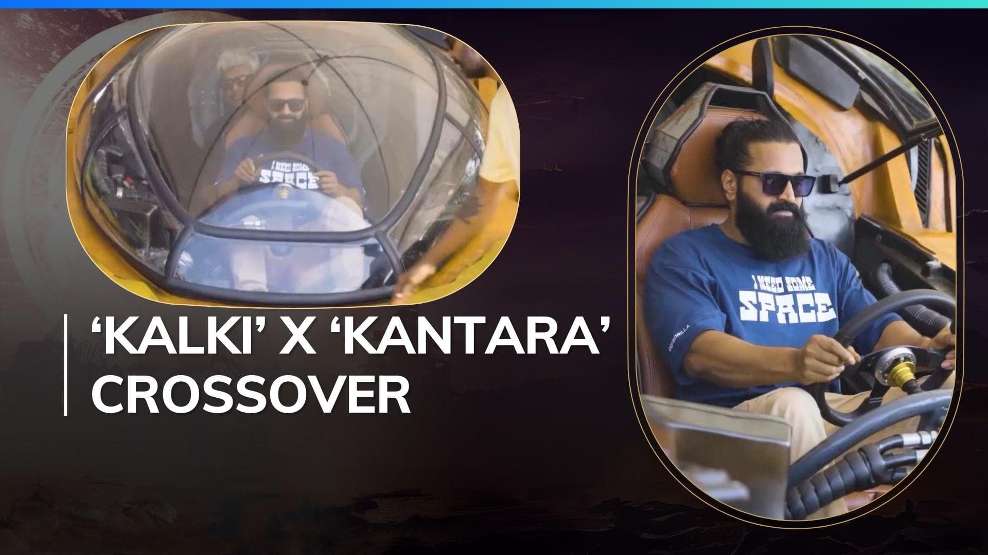 Kalki 2898 AD X Kantara: Rishab Shetty drives  Prabhas’ futuristic car 'Bujji', watch video 