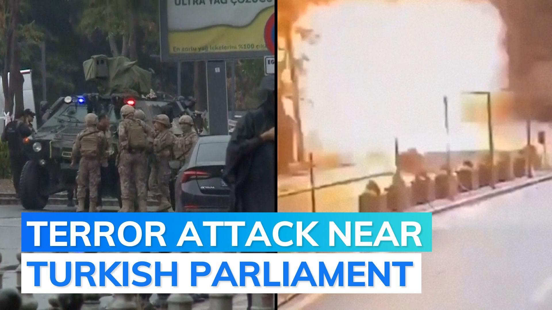 CCTV footage shows suicide bomber carrying out blast near Turkish Parliament