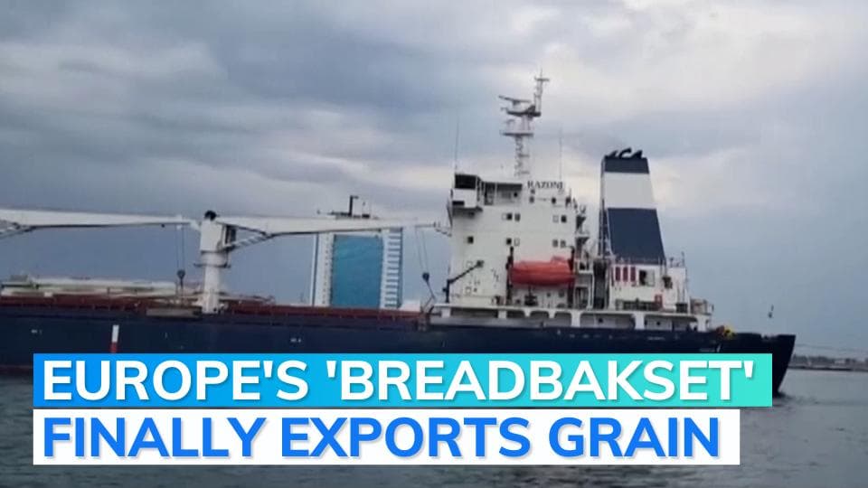 First ship carrying Ukrainian grain leaves the port of Odesa