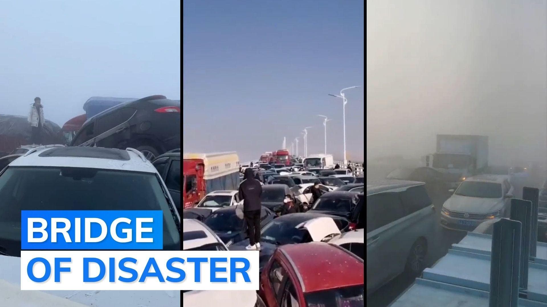 China: 200 cars in mass accident as dense fog causes pile-up on bridge in Zhengzhou