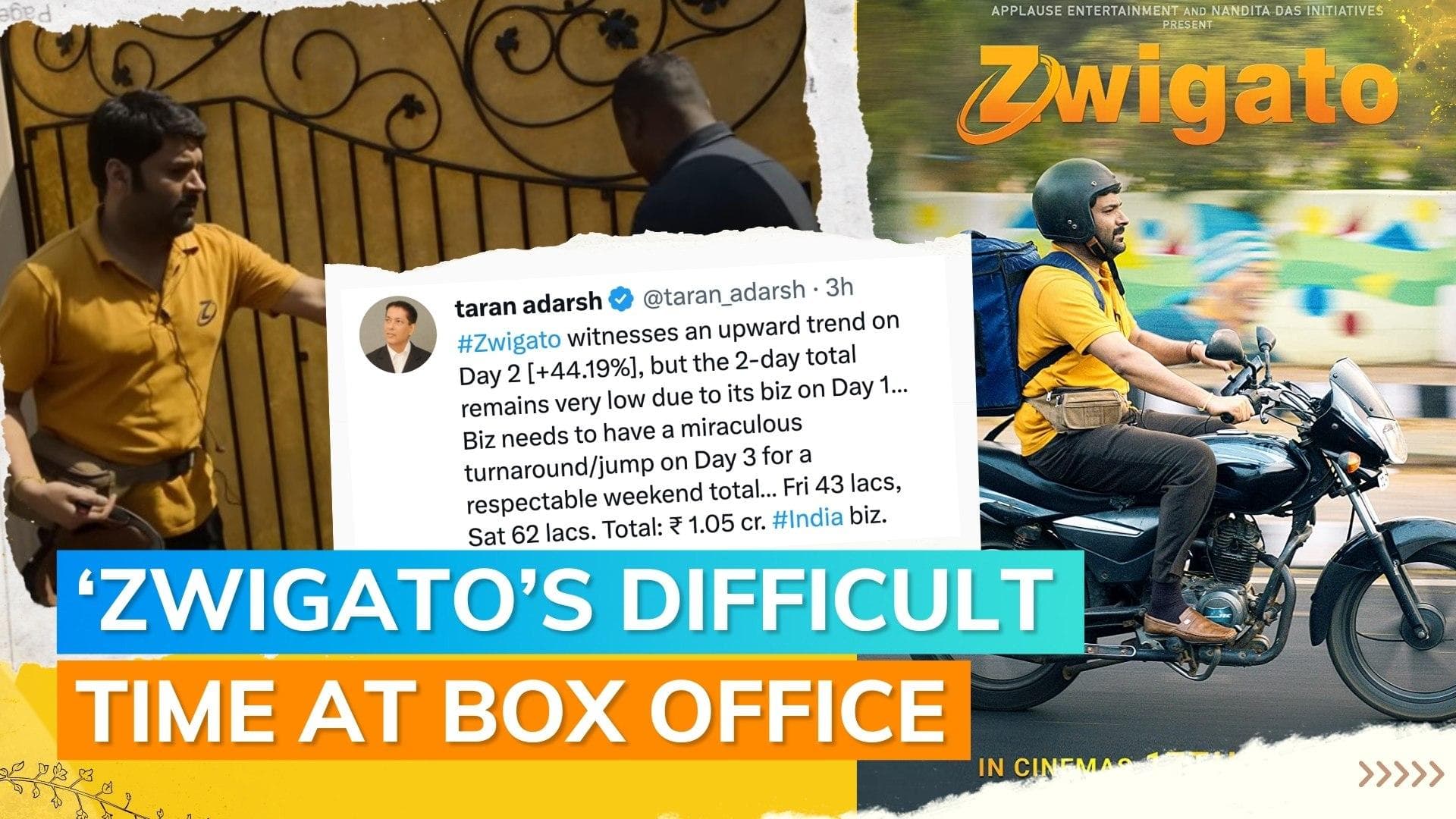 'Zwigato': Kapil Sharma starrer struggles at Box Office on day 2