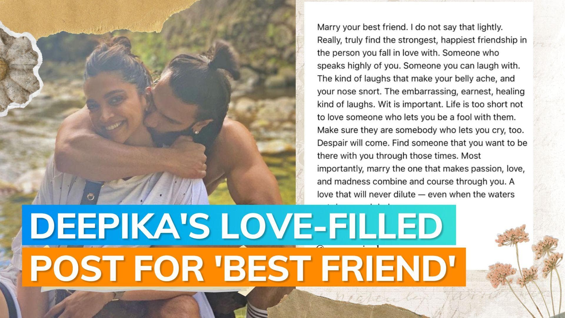 Deepika Padukone dedicates special note for Ranveer Singh; says 'marry your best friend'