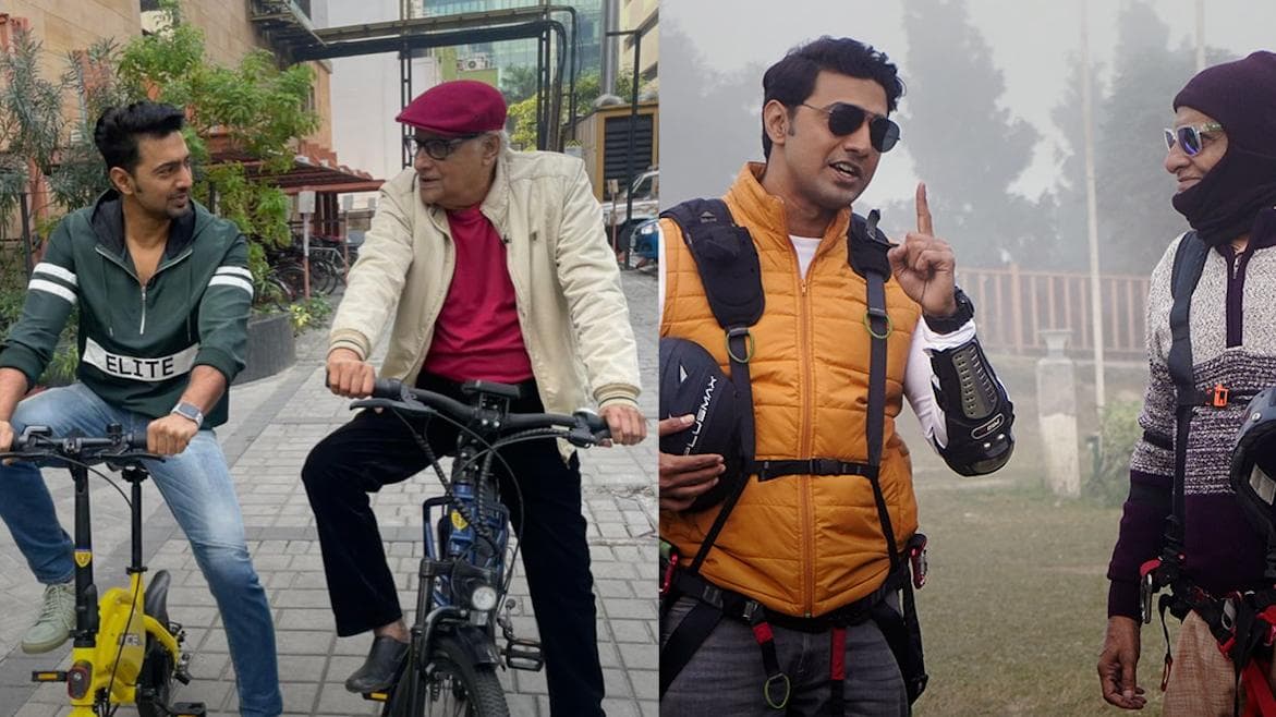 Tonic Movie : প্রায় পঞ্চাশ বছর পর সাইকেল চালালেন পরাণ বন্দ্যোপাধ্যায়, কী বললেন দেব ?