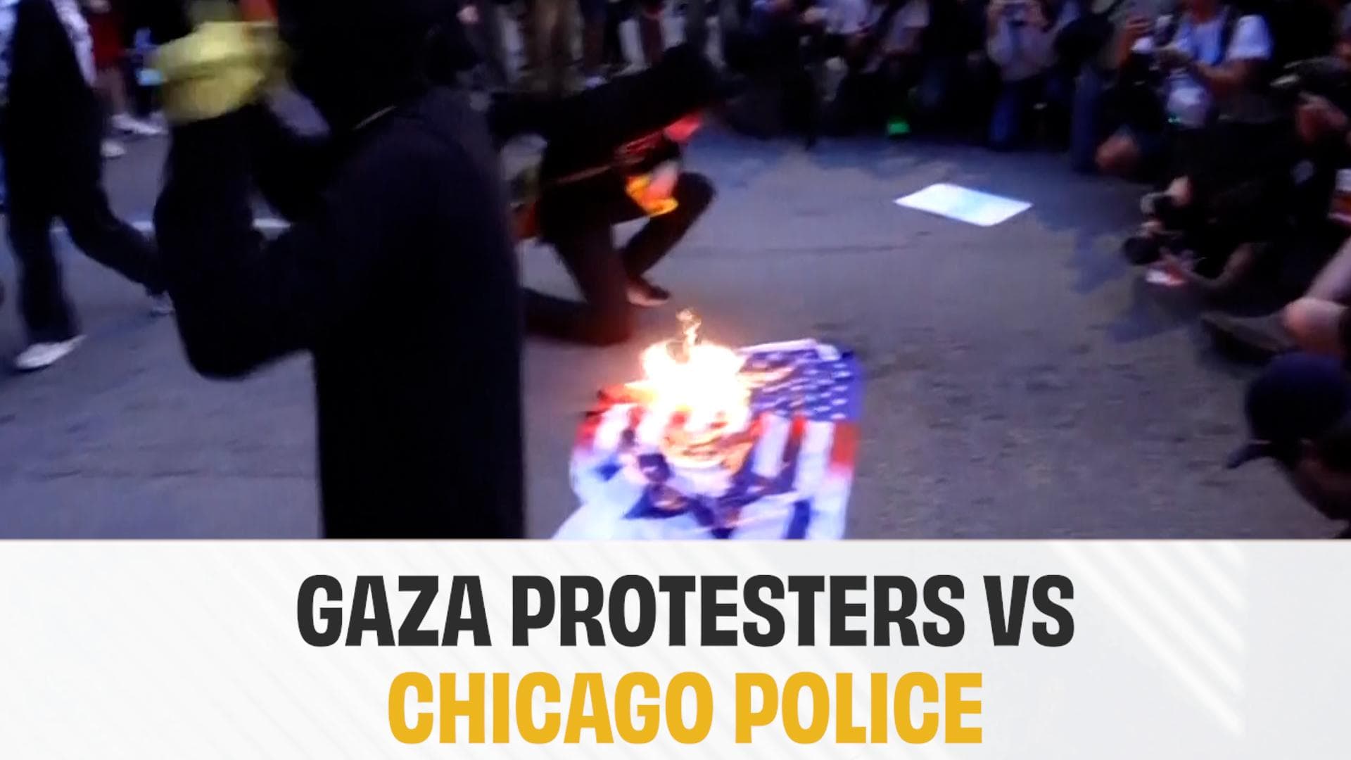 Pro-Palestine Protesters Burn US Flag Outside Israeli Consulate In Chicago | DNC | Gaza War