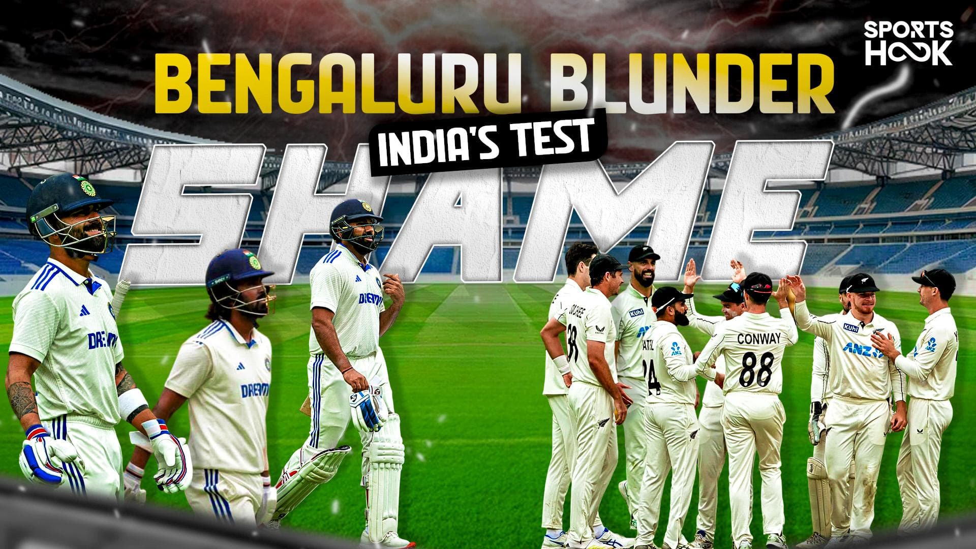 Team India’s Lowest-Ever Test Score at Home: Rohit Sharma's Side Crumble for 46 vs New Zealand