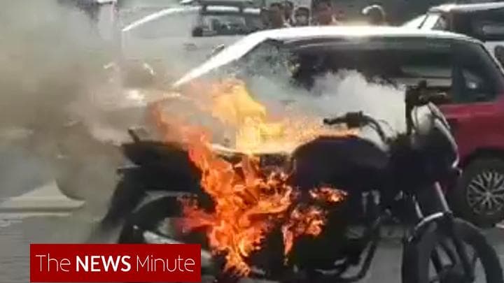 Hyderabad man sets his bike on fire after cops stop him