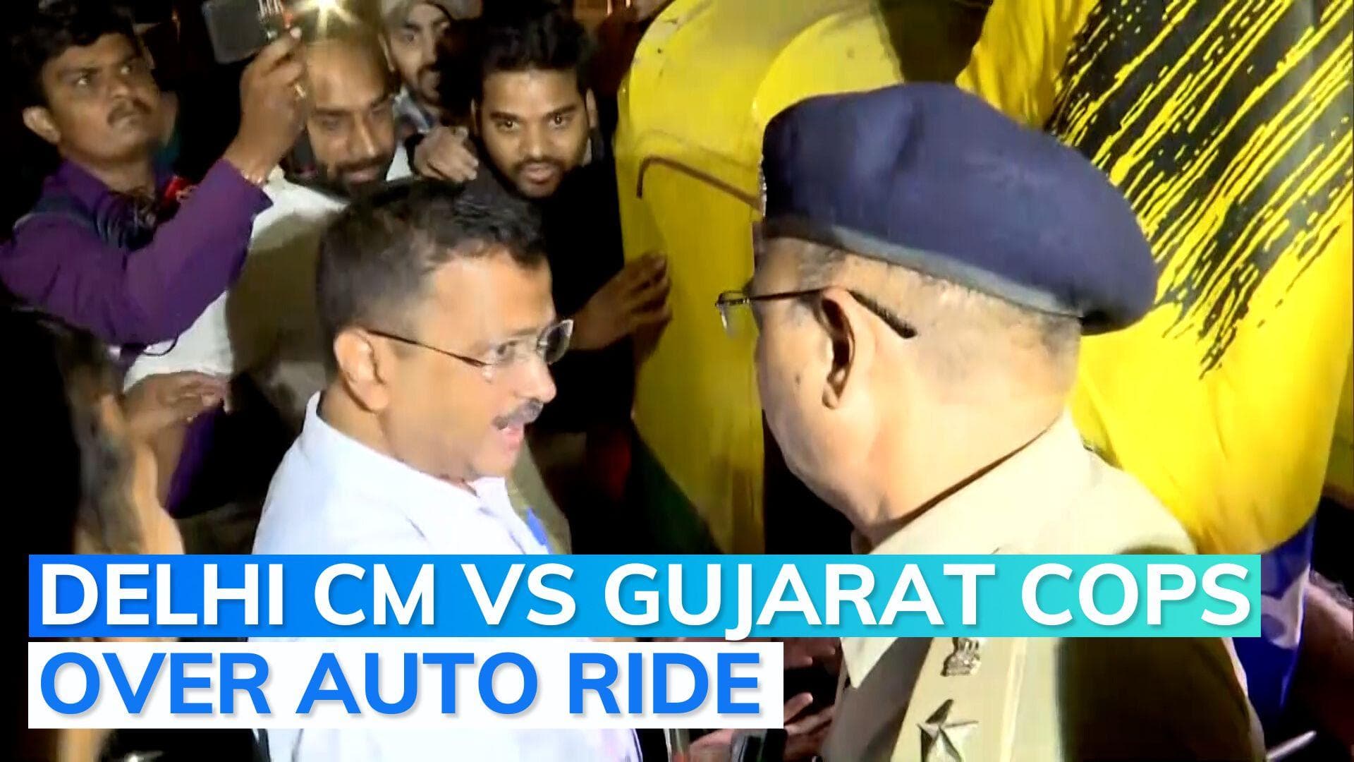 Watch: argument between Delhi CM Arvind Kejriwal and Gujarat cops over security