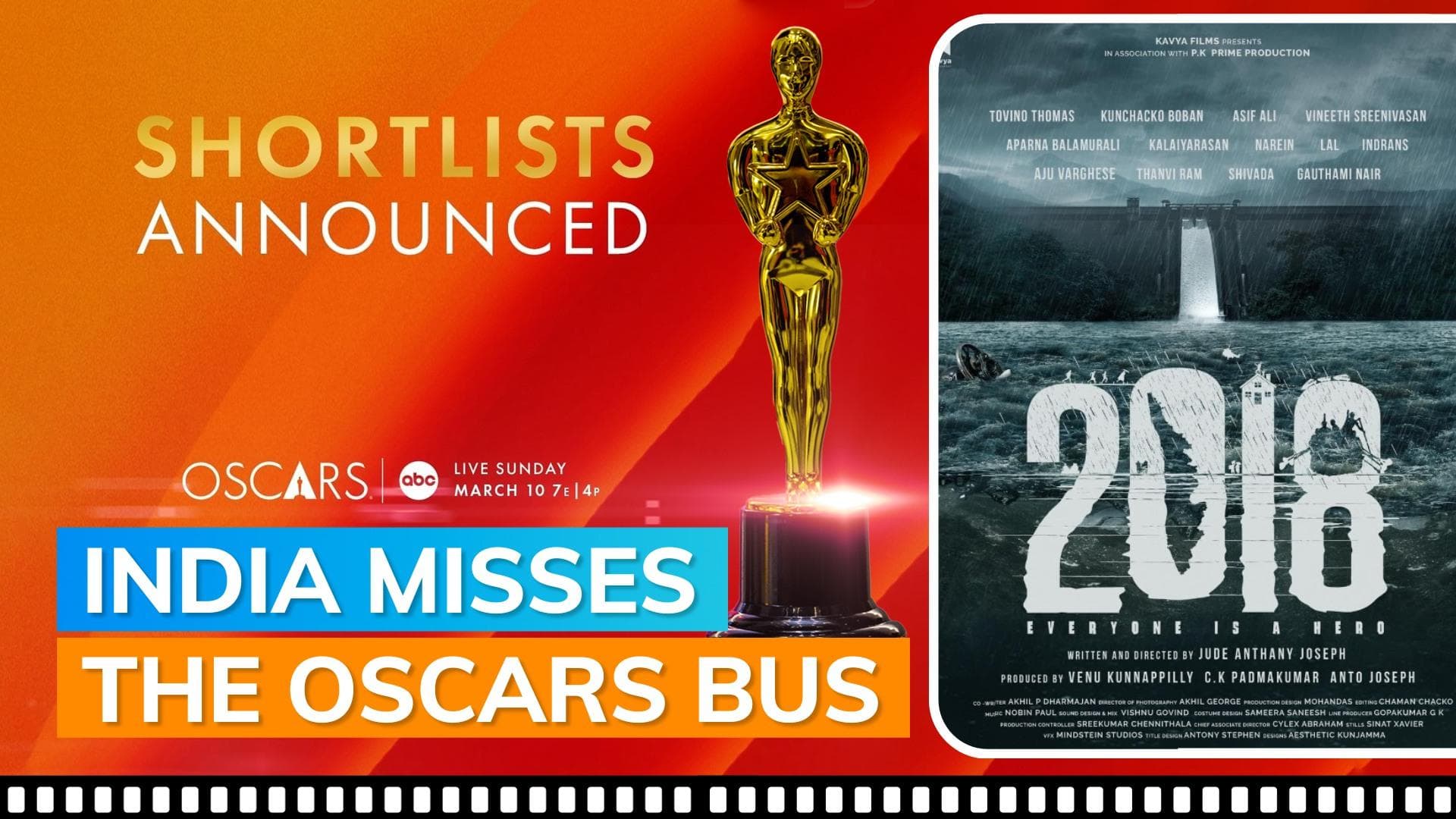 Malayalam hit ‘2018’ out of Oscars race as Academy announces shortlists in multiple categories