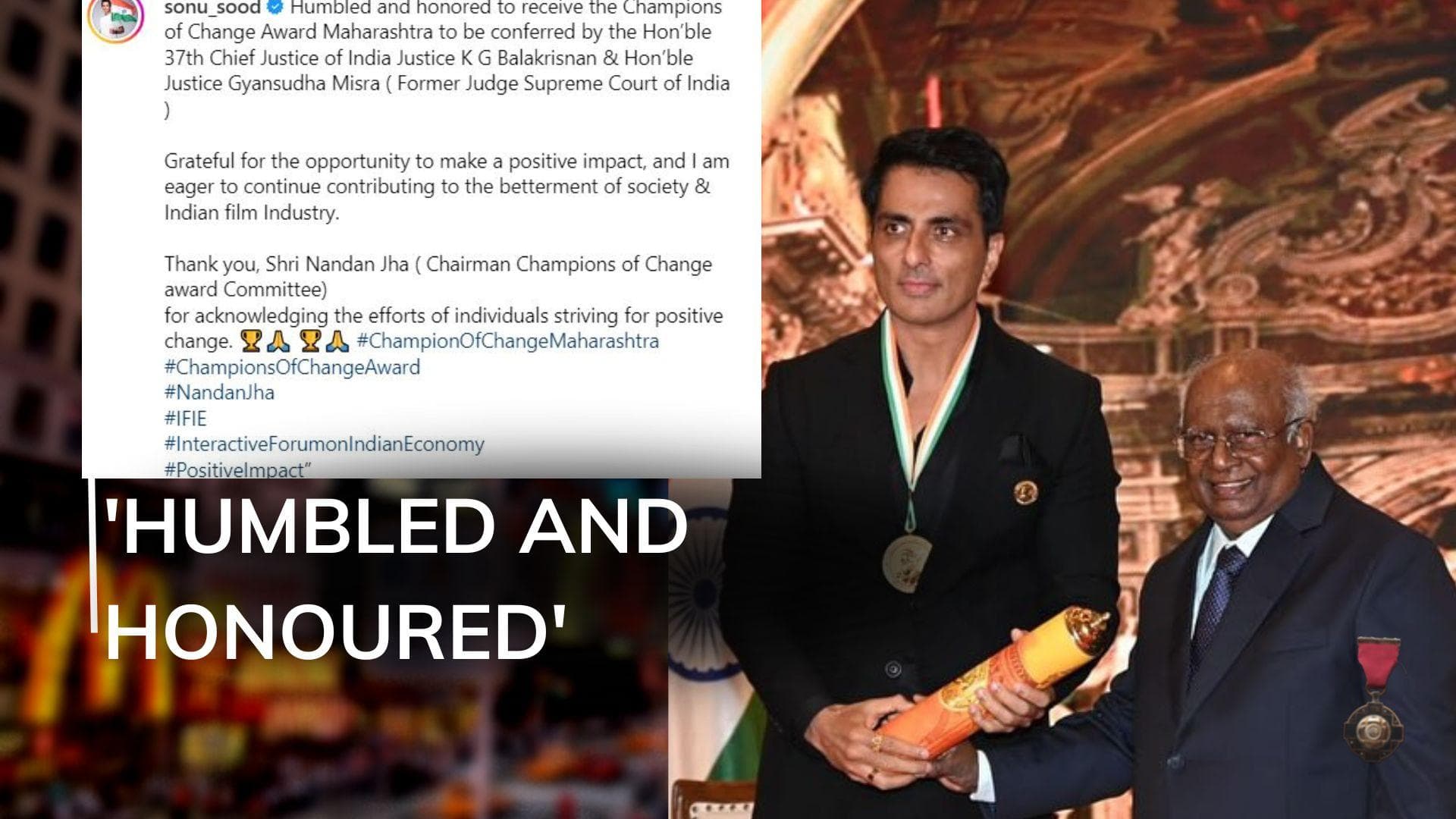 Sonu Sood expresses gratitude as he receives Champions of Change Award 2024