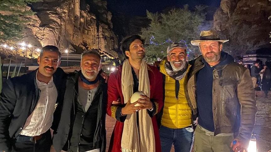 Ali Fazal captured with Gerard Butler in a fun moment on the sets of 'Kandahar'
