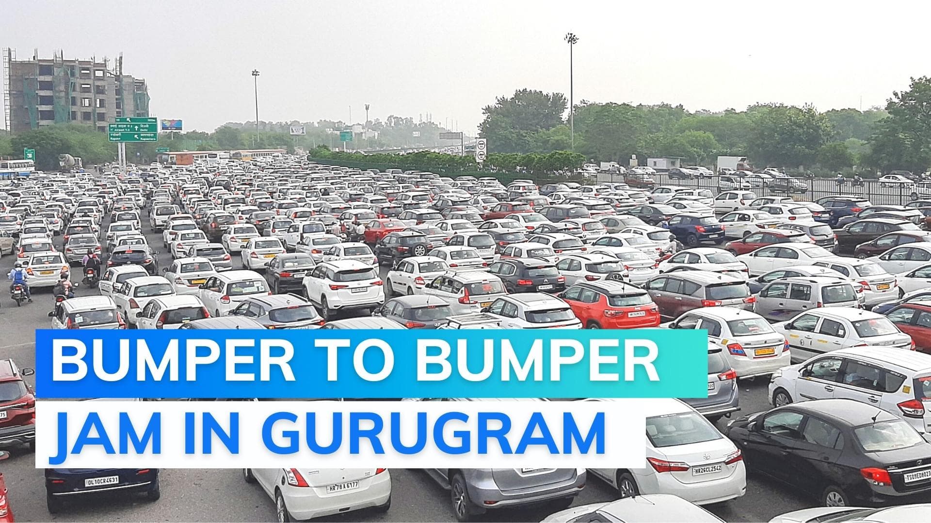 On camera: massive traffic jam on Gurugram-Delhi highway amid Bharat Bandh